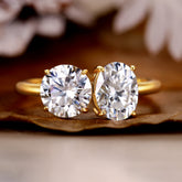 JUNIVE Round & Oval Cut Toi et Moi Unique Engagement Ring